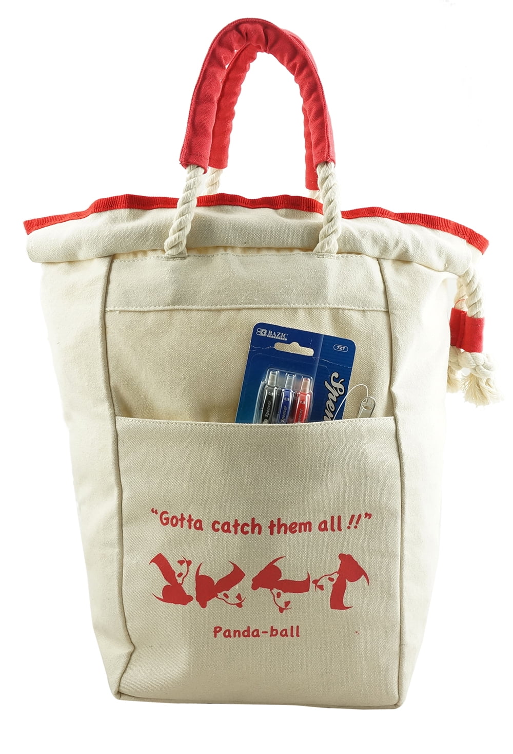 Heavy Duty Canvas 2in1 Drawstring Backpack & Tote Bag, Red