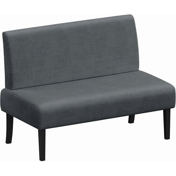 Small Mini Sofa Couch Armless Loveseat Futon for Bedroom, Corduroy Fabric & Easy Assembly, for Small Spaces Living Room,Dorm,Office,Apartment, Dark Grey