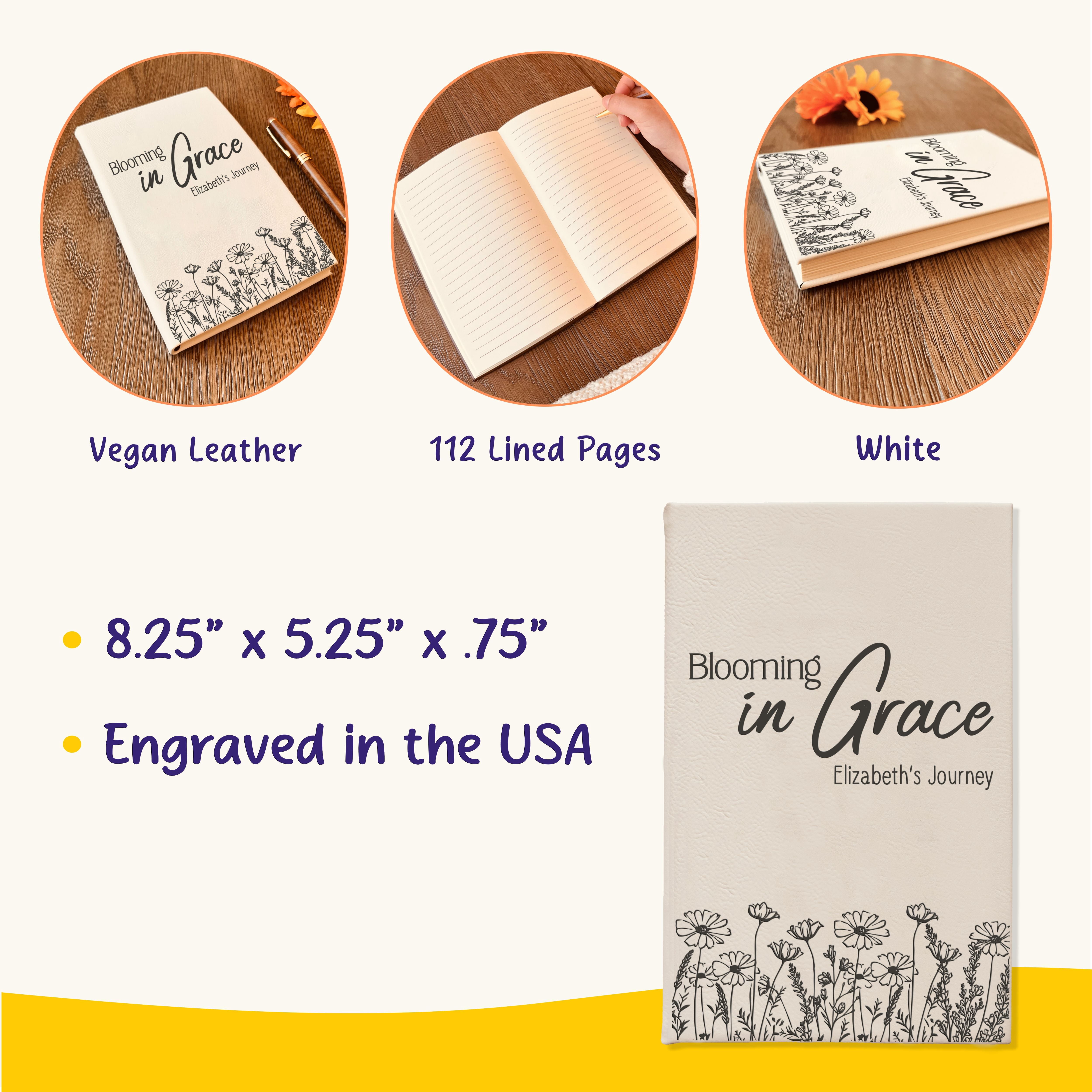 Personalized Christian Prayer Journal for Men & Women, Custom Engraved Name, Daily Devotional, Scripture Writing, Gratitude and Faith Gift