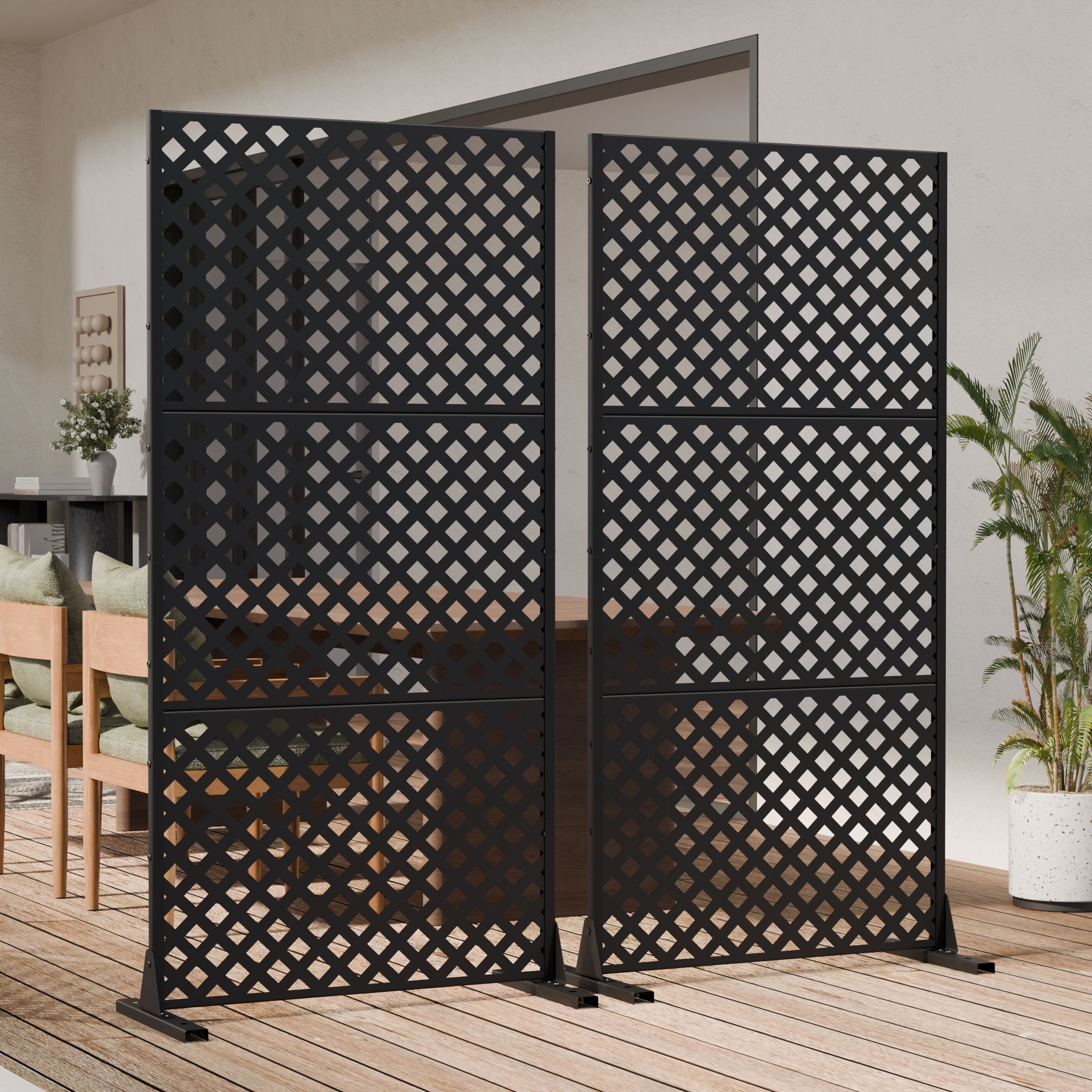 MAYEERTY 5 Panels Outdoor Privacy Screen, Metal Decorative Privacy Fence, 2 pcs Privacy Panel for Patio, Balcony, Backyard, Garden