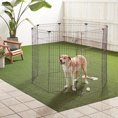 Foldable Octagonal Metal Exercise Pet Play Pen for Dogs, Fence Pen, Single Door, Black, 60 x 60 x 48 Inches