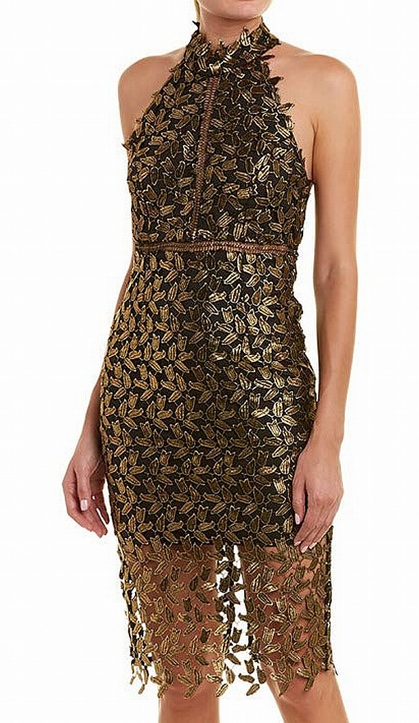 bardot lace illusion sheath dress