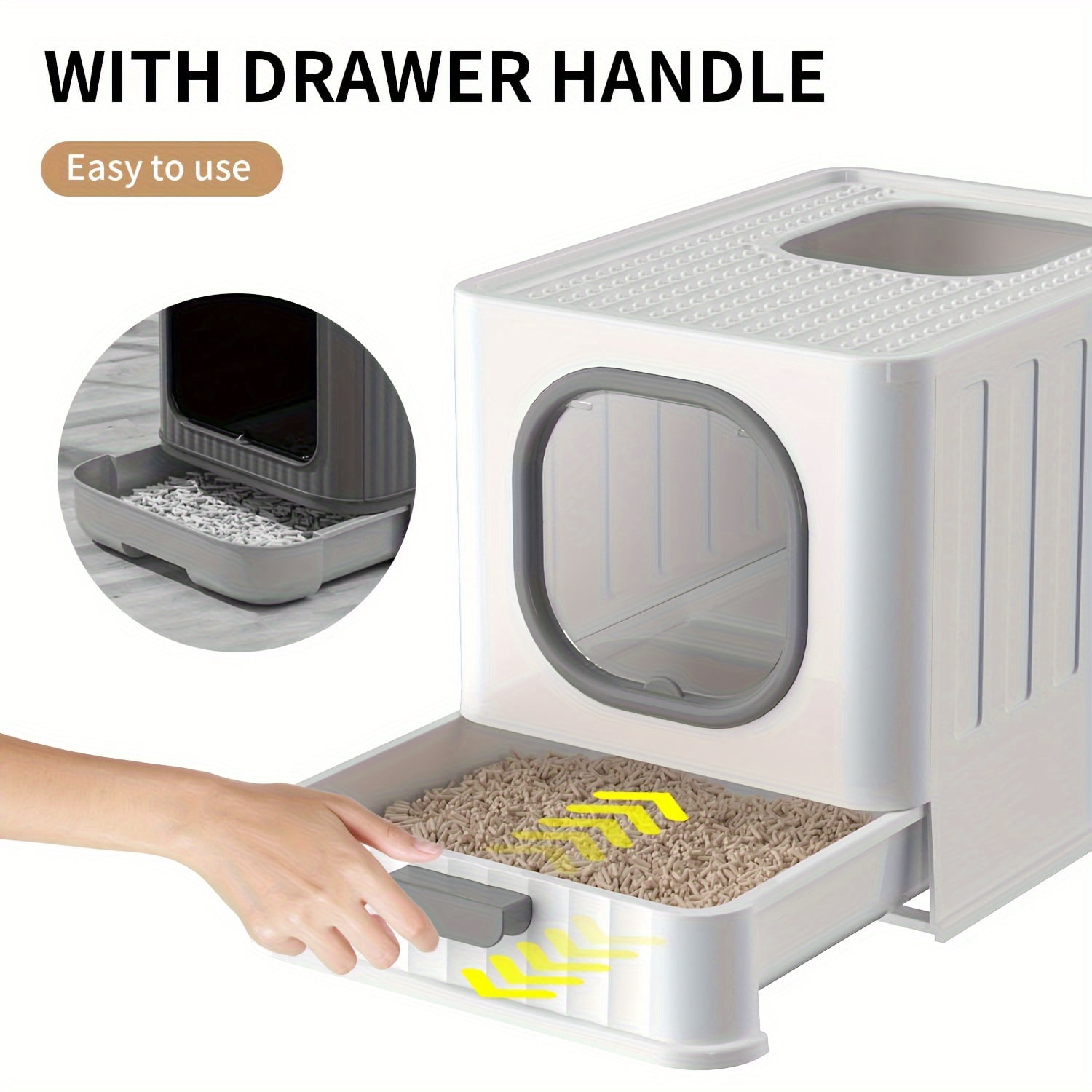 [Large Odorless Cat Litter Box] Large Enclosed Cat Litter Box with Lid Cover Hooded Odorless Cat Toilet with Litter Scoop Cat Self Groomer Deodorizer Filter