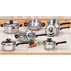 - 17pc Stainless Steel Waterless Cookware Set