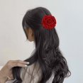 thumbnail image 1 of Pelucas con flequillo para mujer, peluca ondulada suelta, cola de caballo, peluca con clip, simulación de cabello abultado, gran red ondulada, rosa roja, temperamento, clip para atar una peluca, trenz, 1 of 5
