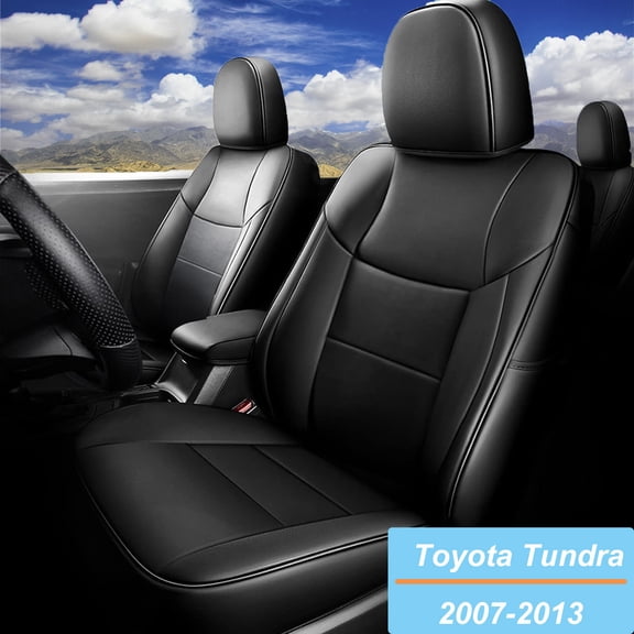 IKABEVEM Custom Fit Seat Covers for Toyota Tundra 2007 2008 2009 2010 2011 2012 2013 Waterproof Car Seat Cover Full Set (Black)