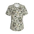 thumbnail image 2 of Uemuo Skull with Cash Printed Women's Classic V-Neck T-Shirt - Soft, Breathable, Moisture-Wicking, Perfect for Casual, Office, Travel, and Everyday Wear-X-Large, 2 of 5