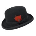 thumbnail image 1 of Different Touch Men's 100% Wool Felt Derby Bowler with Removable Feather Fedora Hats (L, Black), 1 of 10