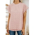 thumbnail image 4 of Women's Blush Pink Ruffled Sleeve Swiss Dot T-shirts, 4 of 5