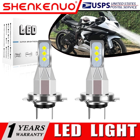 SHENKENUO For Kawasaki Ninja ZX6R ZX636 2003-2017 - 2X H7 LED Headlights Bulbs 55W White,Pack of 2,C30