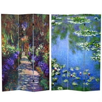 Red Lantern 6 ft. Tall Monet Canvas Folding Screen - Lilies/Giverny