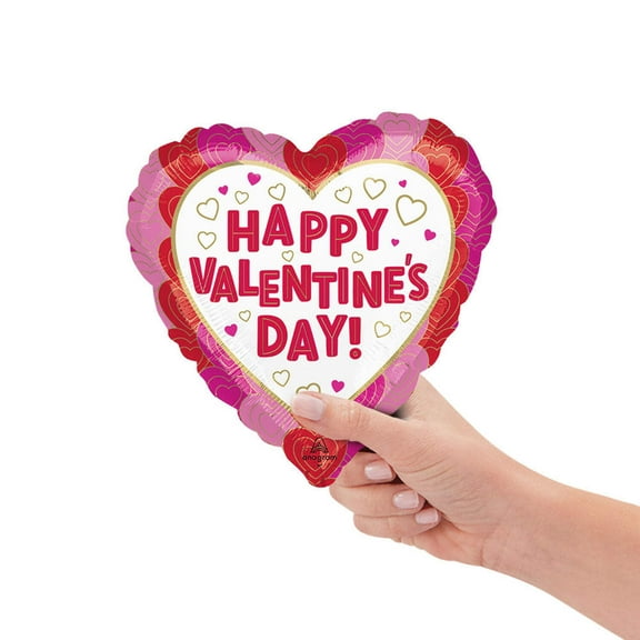 9 inch Happy Valentine'S Day Wrapped In Hearts (Air Fill Only) Foil Mylar Balloon - Party Supplies Decorations