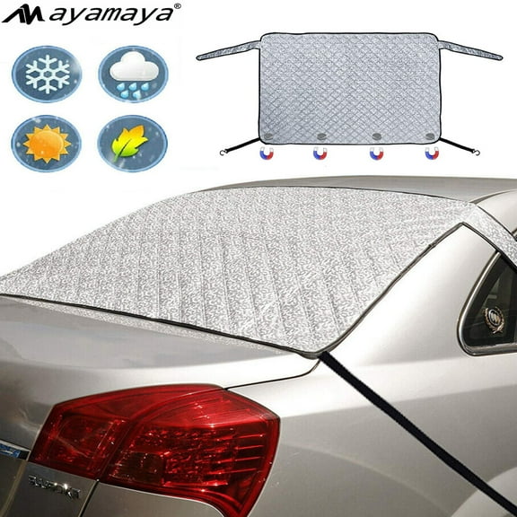 AYAMAYA Car Rear Windshield Snow Covers for Ice Frost, Thick Aluminum Magnetic Windproof Rear Windscreen Snow Cover Fits Most Truck Van SUV