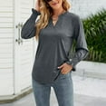 thumbnail image 3 of Necks For Womens Long Sleeve, Long Sleeve T Shirts Women T Shirts For Women Trendy Women's Autumn Winter Fashion Casual V-Neck Solid Color Loose Shirt With Leaf Sleeve Top Trendy (Dark Gray,X-Large), 3 of 4