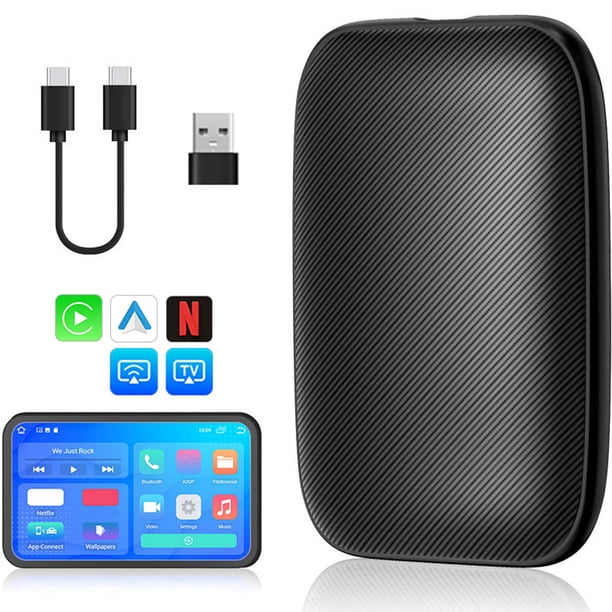 Mini Carplay&Auto Box Dongle 2 en 1 Adaptadores Automáticos Inalámbricos CarPlay Android para Autos Wi Fábrica Rojo