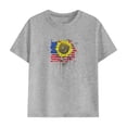 thumbnail image 4 of Zynoxe Girls and Boys Two Piece Sets Independence Day Printed Short Sleeve Tops and Elastic Waist Shorts Sets Lounge Cotton Linen Summer Outfits Gray 9 Years, 4 of 9
