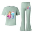 thumbnail image 5 of Teens Girl Outfit Sets Stylish Flared Pants Top Comfy To Fashion Girls Clothing,Light Green,Size 9 -10 Years, 5 of 5