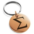thumbnail image 1 of Stainless Steel Sigma Mathematical Engraved Small Medallion Circle Charm Keychain Keyring, 1 of 1