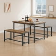 thumbnail image 2 of Kojooin 3 Piece Dining Table Set for 4, Kitchen Table with 2 Benches, Rectangular Rustic Small Space Furniture for Apartment or Studio, 2 of 8