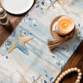 thumbnail image 2 of Blue Eucalyptus Coastal Cotton Linen Table Runner for Dining Kitchen, Beach Starfish Shell Nautical Vintage Wedding Outdoor Party Tablerunners, Dresser Scarf Coffee Tablecloth Runners 13x108 Inches, 2 of 9