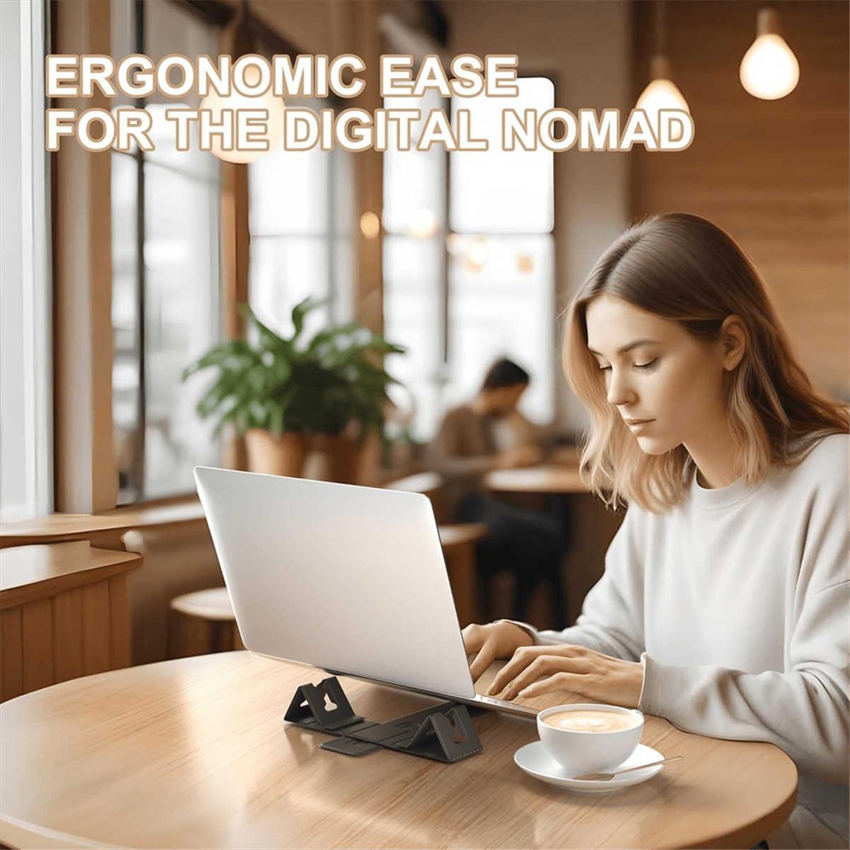 Magnetic Adjustable Travel Laptop Stand for Digital Nomads and Business Travelers. Compact, Foldable, for Desk Use