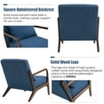 thumbnail image 6 of PAPROOS Mid-Century Modern Accent Chair, Velvet Fabric Arm Chair with Wood Frame and Pillow, Upholstered Armchair Comfort Reading Chair Lounge Chair for Living Room Bedroom Sunroom, Navy, 6 of 10