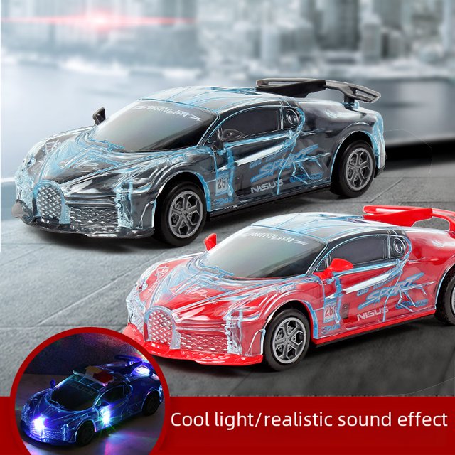 Coche de juguete eléctrico universal para carreras con luz musical 3D, coche de juguete para niños pequeños
