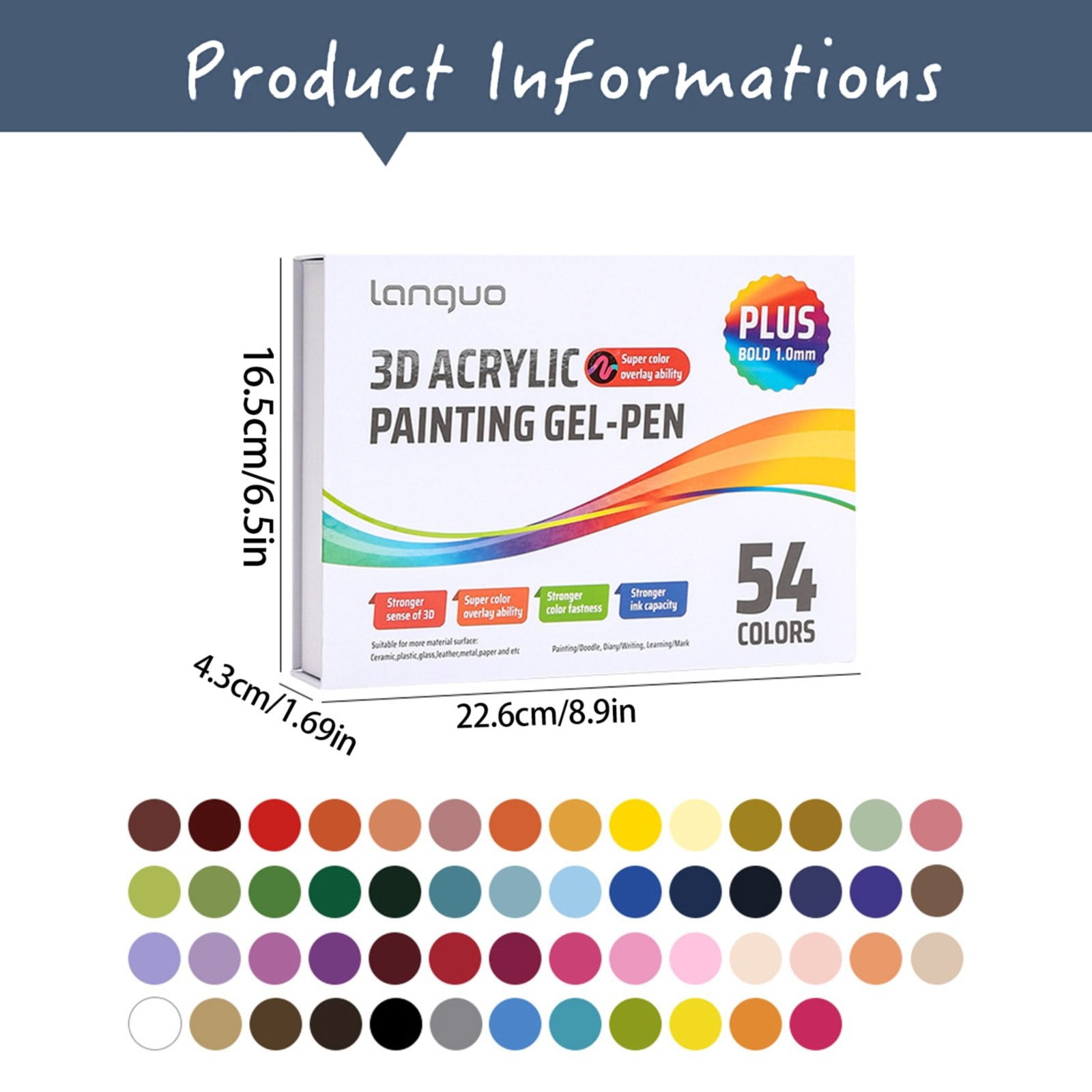 LANGUO Langou 3D Acrylic Painting Gel Pens 3D Acrylic Gel Pen Glitter Gel Pens For Adult Coloring Muticolor Marker Art Set Coloring Paint Pen For Doodle Drawing DIY Projects Crafts