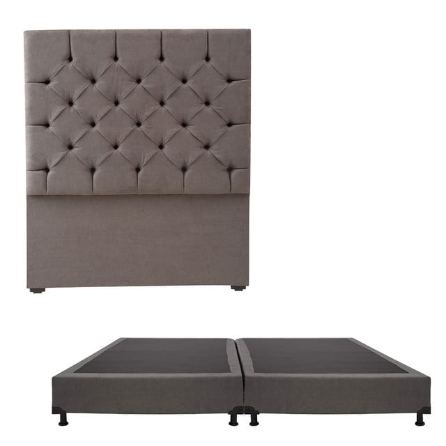 Box Base Cama King Size + Cabecera Capri Gris Dicasa Capri Bless