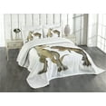 thumbnail image 3 of Ambesonne Dinosaur Quilted Bedspread Set 3 Pcs, T-Rex Pair Predators, Queen Size, Ivory Brown Grey, 3 of 5