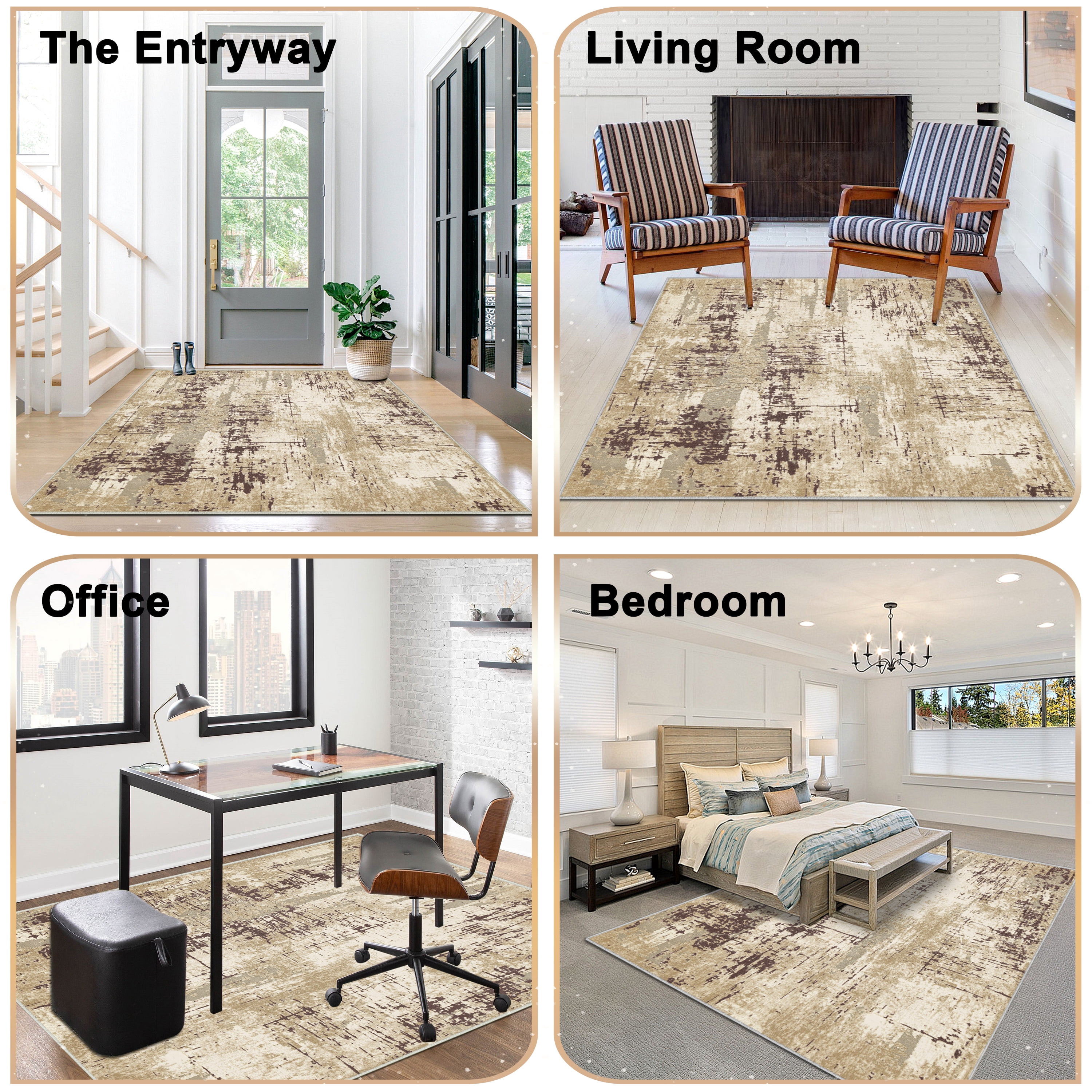 Artnice Modern Area Rugs for Living Room 8x10, Non Slip Machine Washable Rugs, Brown Carpet Floor Mats for Home Decor