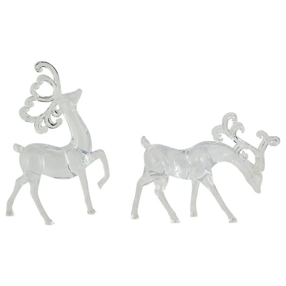 Northlight Standing Reindeer Christmas Figurines - 9.25" - Clear - Set of 2