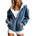 thumbnail image 2 of BFRGSIJ Leopard Print Zip Up Hoodie for Women Fleece Lined Hooded Jacket with Pockets Casual Streetwear Fall Winter Sweatshirt 2XL, 2 of 6