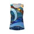 thumbnail image 4 of Lsque Stained Glass Ocean Wave Printed Workout Tank Tops for Women, Athletic Sports Tank Tops, Compression Sleeveless Dry Fit Shirts,Sleeveless Yoga Shirt-Small, 4 of 9