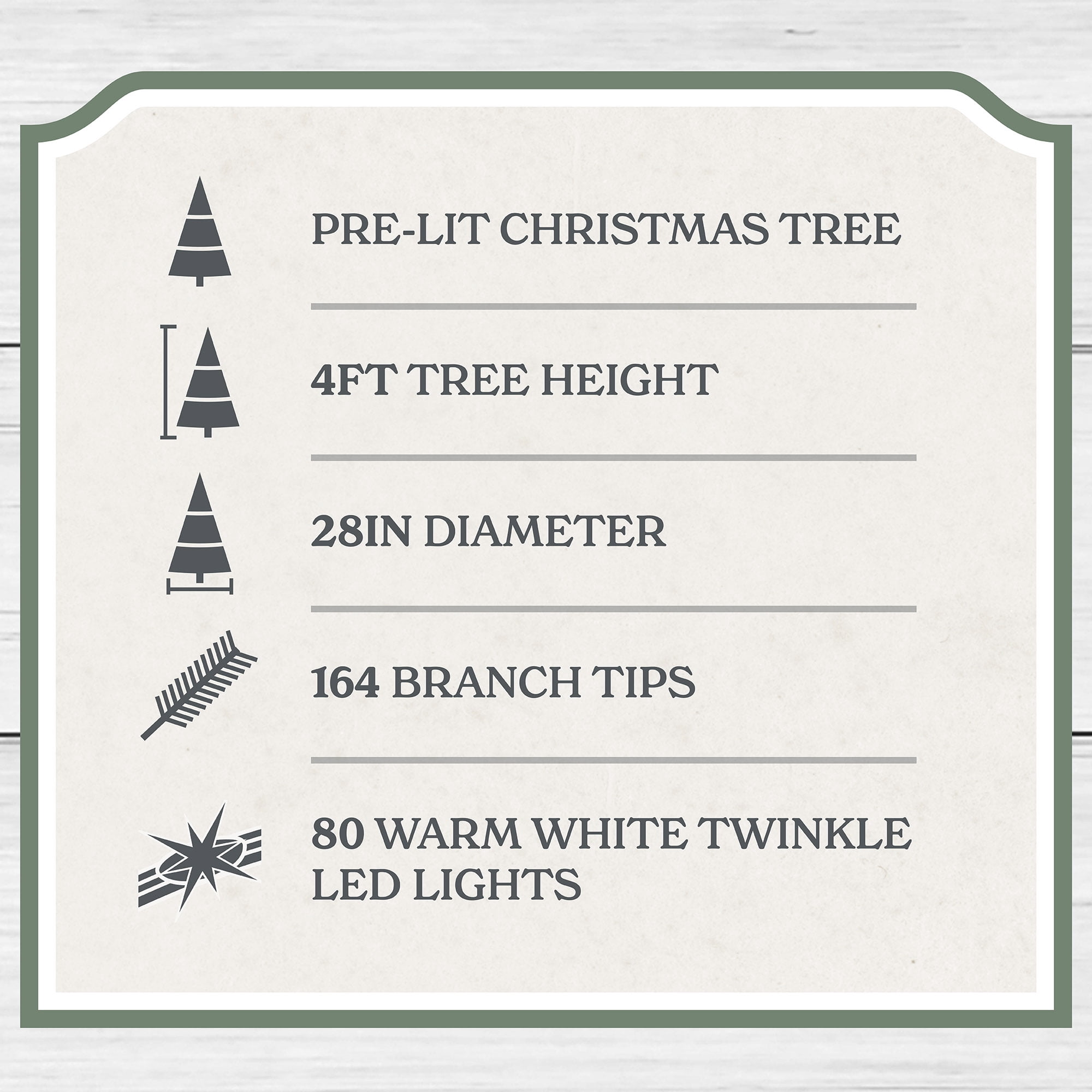 My Texas House 4ft Pre-lit Green Northern Pine Potted Christmas Tree, 80 Twinkle LED