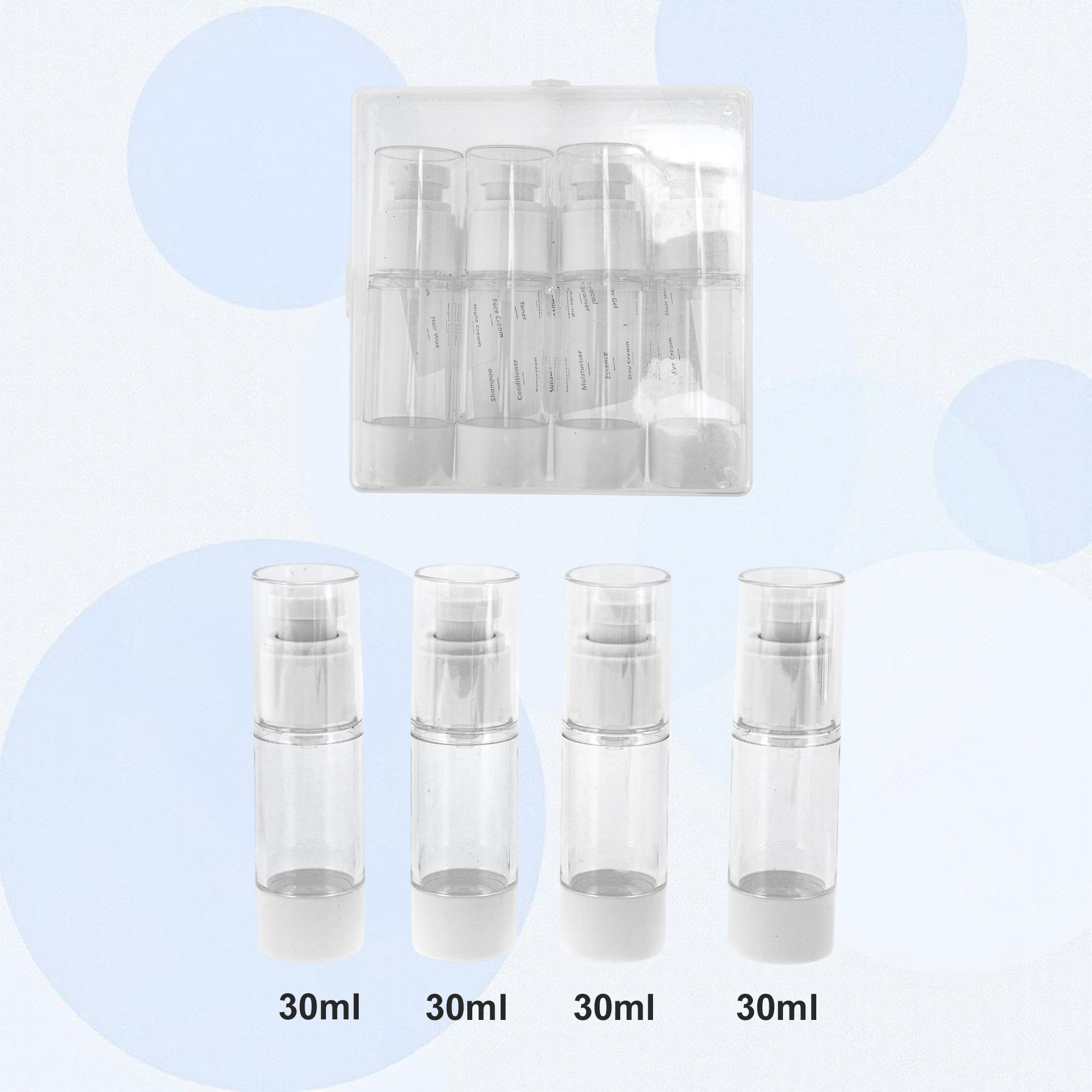 Unique Bargains Durable Reusable Travel Container Set 4 Pcs White, Clear