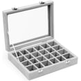 thumbnail image 1 of Caja de piedras preciosas, 24 joyeros, soporte para presentación de joyería con tapa de vidrio, vitrina de almacenamiento, organizador para almacenamiento de anillos y pendientes, 1 of 5
