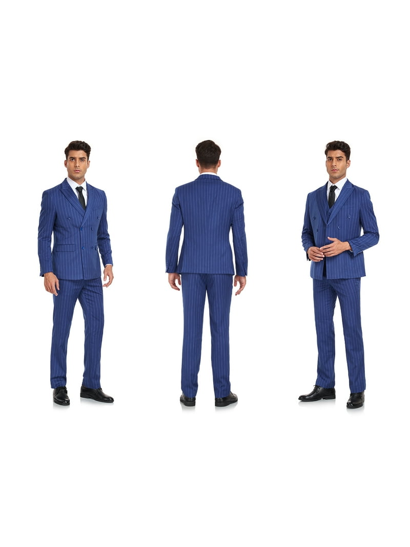 ETHAN 1920s Mens Clothing Royal Blue 3 Piece Pinstripe Slim Fit Suit for Homecoming Young Men L - Walmart.com ETHAN 1920s Mens Clothing Royal Blue 3 Piece Pinstripe Slim Fit Suit for Homecoming Young Men L - Walmart.com