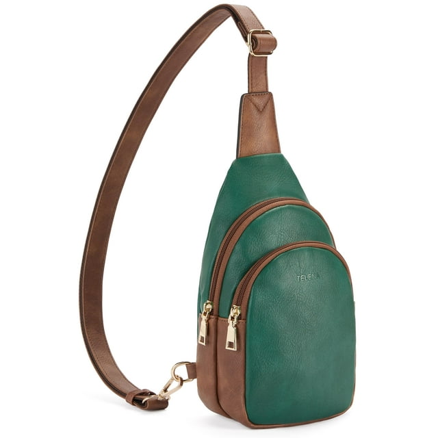 Mochila Telena, bandolera de piel, color verde