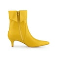 thumbnail image 3 of BLISSFUL STEP Women's Fold Over Kitten Heels Solid Print Zip-Up Ankle Boot Yellow 10, 3 of 8