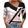 thumbnail image 3 of DDAPJ pyju Dressy Blouses for Women V Neck Long Sleeve Geometric Graphic Tees Fall Trendy Casual Tops Ofertas relámpago Pink M, 3 of 6