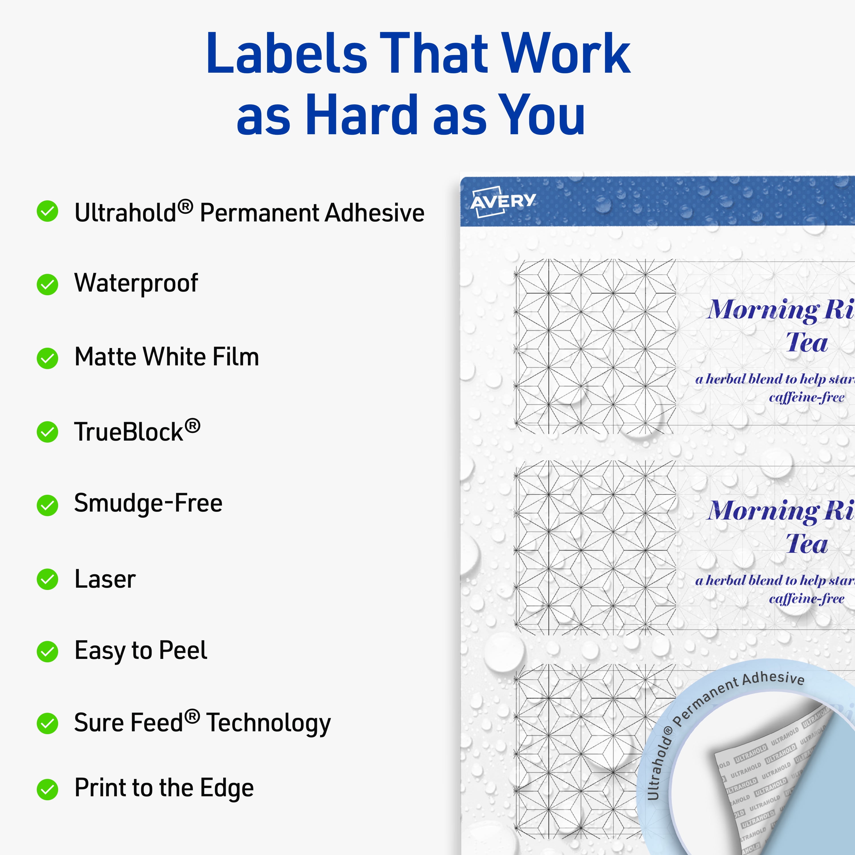 Avery Waterproof Rectangle Labels, 2" x 7", 100 Total