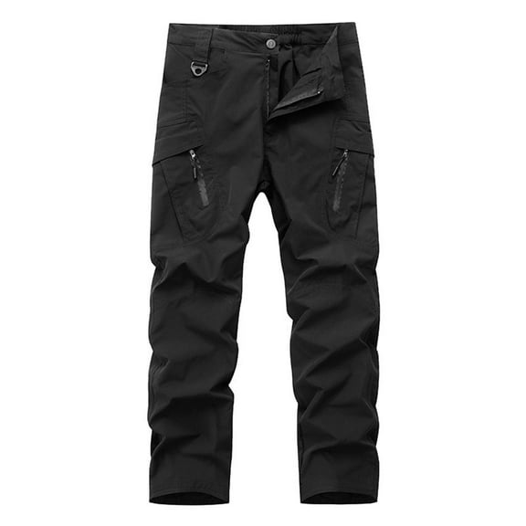 Ayfxijin Cargo Pants for Men，Men's Casual Outdoor Pocket Solid Color Elastic Waist Cargo Pants