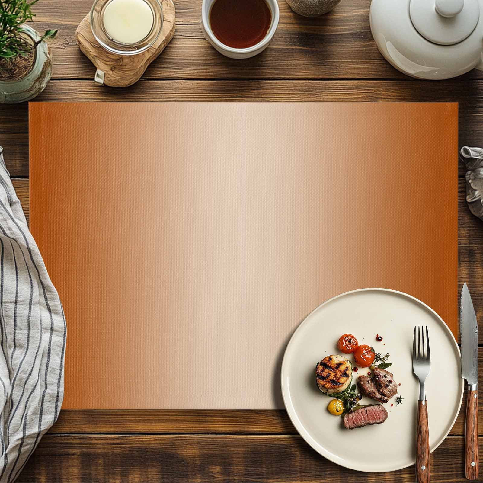 Placemats Set of 4, Burnt Orange Placemats Set of 4, Ombre Tablemats Washable Placemat Table Decoration for Kitchen Table Dinner Party Home Decor Indoor Outdoor 13x19 Inch