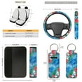 thumbnail image 5 of Jeiento Sea Turtle Car Seat Covers Set 13 Pcs Steering Wheel Cover Car Seat Belt Cover Car Trash Can Car Rear View Mirror Cover Floral Car Cup Coasters Keychain Lipstick Covers for SUV Sedan, 5 of 7
