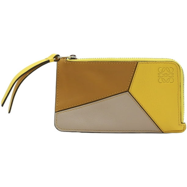 Loewe Women's Puzzle Coin and Card Holder Leather Wallet - Yellow