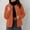 Orange, variant on Women's Round Neck Tweed Blazer Jacket, Long Sleeve Open Front Button Decor Cropped Wool Blend Coat with Patch Pockets, Fall Spring Elegant Casual Outerwear for Office Daily Wear