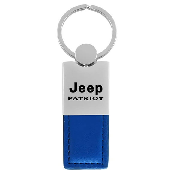 Au-TOMOTIVE GOLD Duo Rectangular Leather Key Chain for Jeep Patriot (Blue)