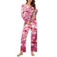thumbnail image 5 of CZHJS Valentine's Day Womens Pajamas for Women Set Long Sleeve Festival Party Holiday Loungewear Matching Outfits Pj Sets Plus Size Pajama Wide Leg Pants and Scoop Neck Shirts Sets&nbsp; 2 Piece, 5 of 7