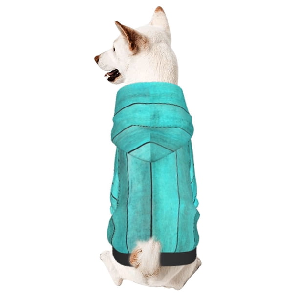 Balery Turquoise Wooden2 Sudadera con Capucha para Perros Pequeños – Ropa para Mascotas, Disfraz para Perros y Gatos, Ideal para Fiestas y Cosplay-Medium